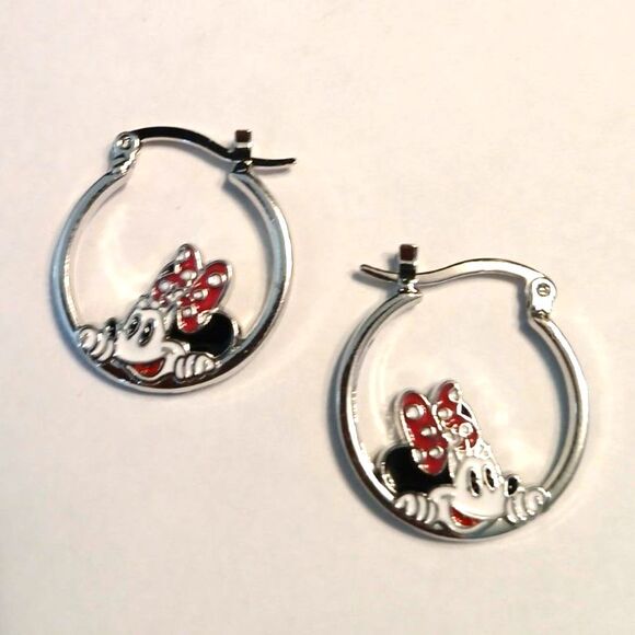 Disney Silver Hoops Minnie Mouse Bow Safety Closure - Picture 3 of 7